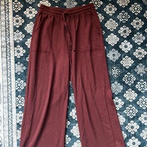 Spiritual Gangster Maroon Knit wide leg Pants